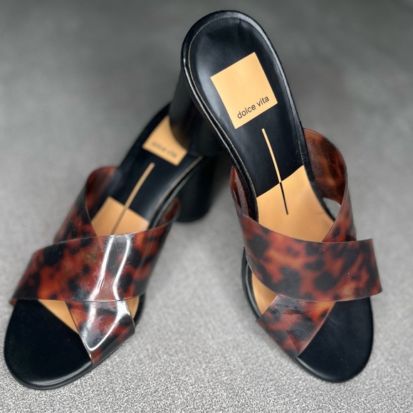 Dolce Vita Leopard Print Slide On Heels - Picture 1 of 3